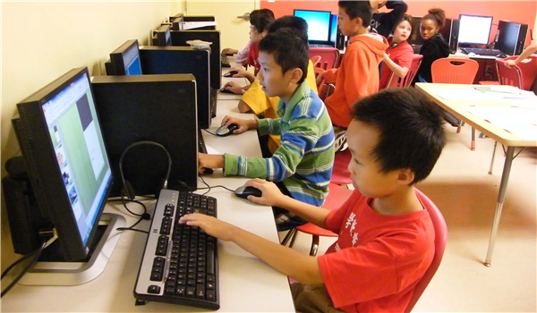 Kids using computers