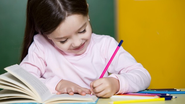 happy child writing