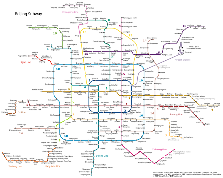 The general plan of Beijing Subway by 2021