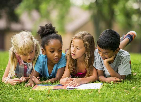 Kids reading together