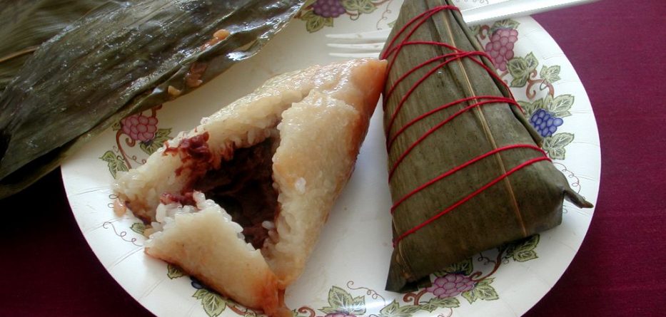 Sweet Zongzi with red bean inside