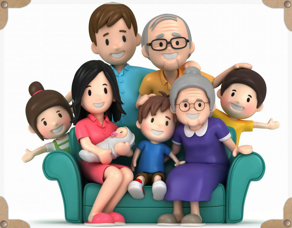 A family photo cartoon