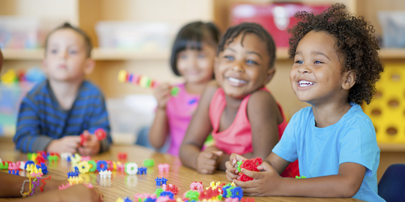 Four kids in the classroom