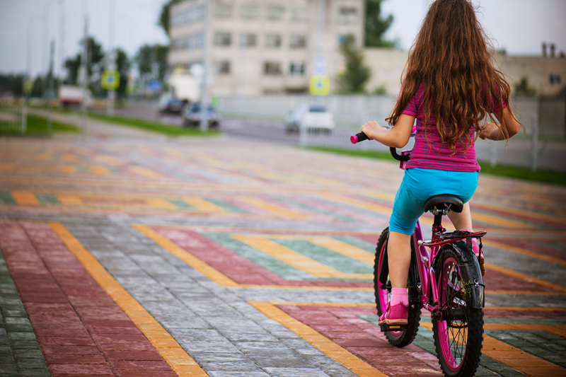 A girl riding bicycle